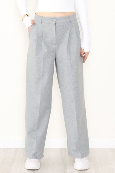 İnterlok Kumaş Bol Paça Pantolon Gri - 51049.2061.