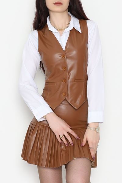 Zra Kumaş Astarlı Yelek Taba - 51077.1779.