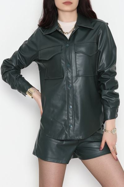 Zra Kumaş Cep Detaylı Düğmeli Gömlek Zümrüt - 51085.1779.