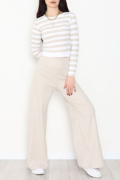 Bisiklet Yaka Raporlu İnterlok Takım Bejbeyaz - 42737.1567.