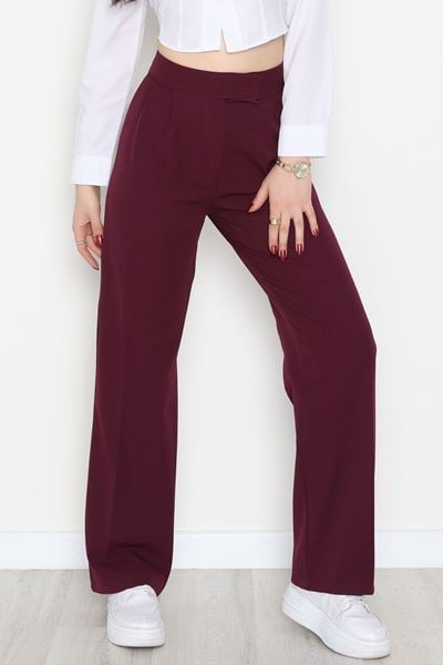 Cırtlı Palazzo Pantolon Mor - 51213.1779.