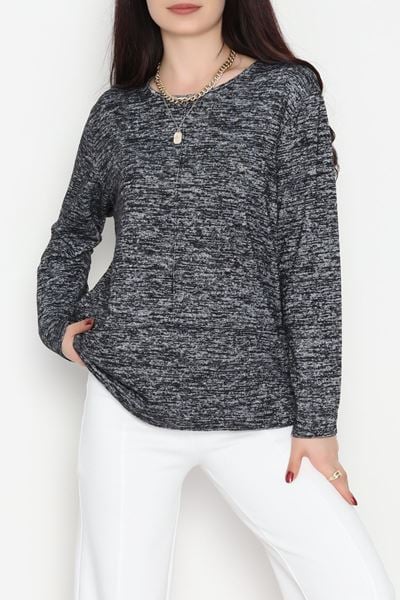 Yün Çilek Bluz Siyahfüme - 51065.2114.