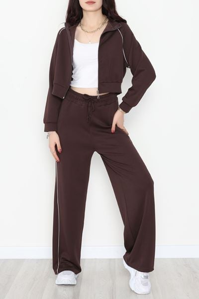 Biyeli Modal Eşofman Takımı Acıkahve - 4130.1247.