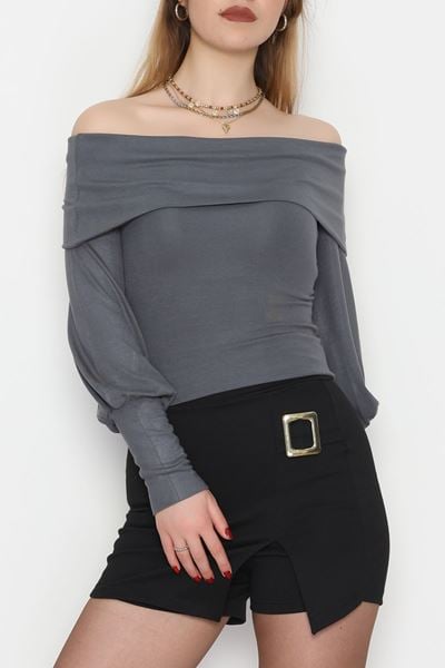 Buzzy Madonna Yaka Bluz Antrasit - 1003.2119.