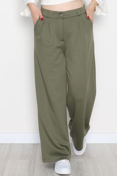 Modal Kumaş Palazzo Pantolon Haki - 51104.2061.