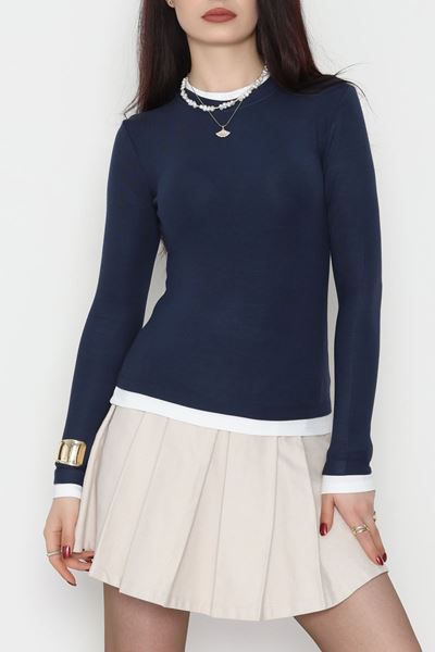 Buzzy Kumaş Bisiklet Yaka Parçalı Bluz Laci - 1054.2119.