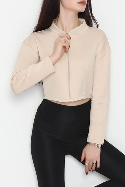Scuba Fermuarlı Ceket Bej - 1067.2119.