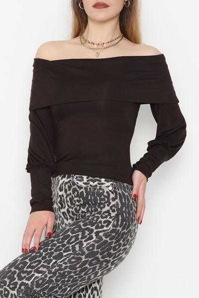 Buzzy Madonna Yaka Bluz Kahve - 1003.2119.