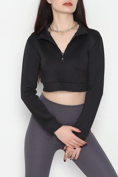 Scuba Yarım Fermuarlı Sweat Siyah - 1066.2119.