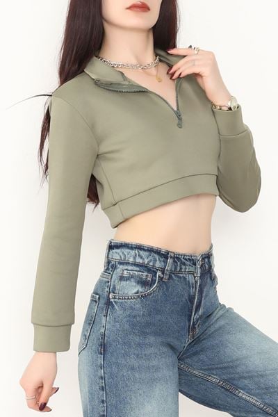 Scuba Yarım Fermuarlı Sweat Haki - 1066.2119.