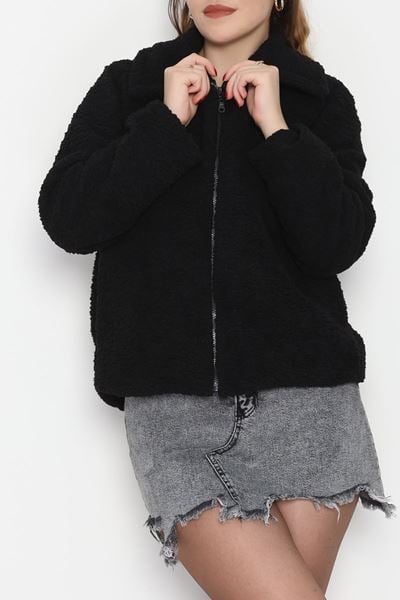 Peluş Astarlı Mont Siyah - 42696.1247.