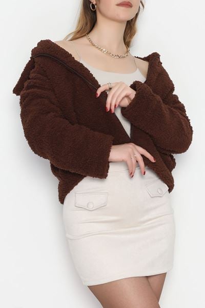 Peluş Astarlı Mont Kahverengi - 42696.1247.