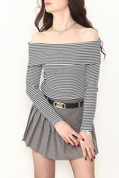 Madonna Yaka Likralı Kaşkorse Bluz Siyahbeyaz - 42765.1567.