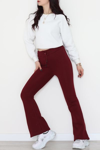 3 İplik İspanyol Paça Eşofman Altı Koyubordo - 42522.1878.