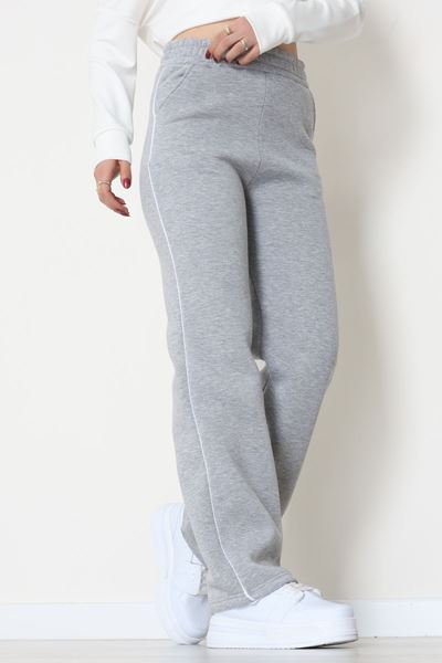 3 İplik Biyeli Palazzo Eşofman Altı Gri - 30104.1878.