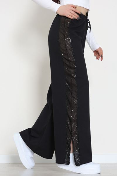 2 İplik Pul Detaylı Eşofman Altı Siyah - 52110.1857.