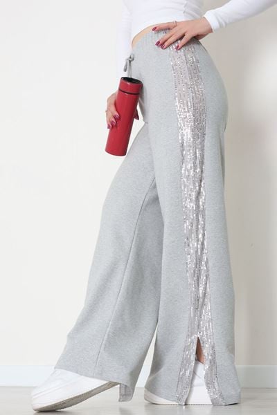 2 İplik Pul Detaylı Eşofman Altı Gri - 52110.1857.