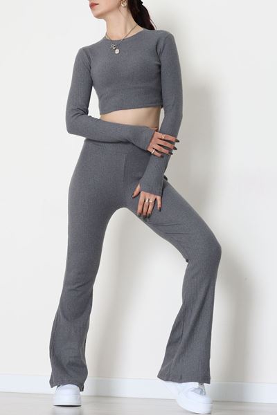 Raporlu Ribana Likralı Takım Füme - 55000.1567.