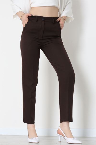 Double Kumaş Bel Lastikli Pantolon Kahverengi - 51112.1920.