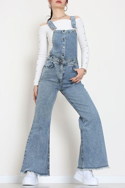 Kot Salopet Önden Düğmeli Tulum Mavi - 31789.683.