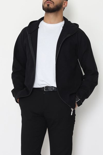 Selanik Kumaş Kapşonlu Erkek Sweat Siyah - 42799.1567.
