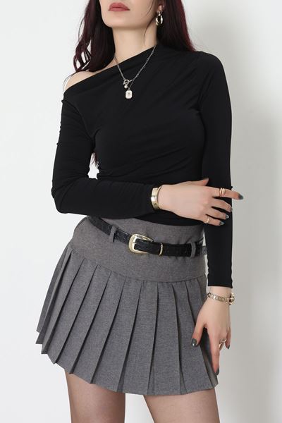 Sandy Kayık Kaya Bluz Siyah - 42802.1949.