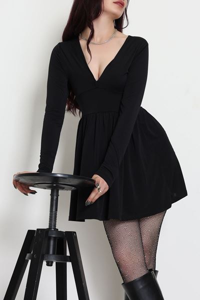 Sandy Kumaş Mini Elbise Siyah - 70817.1794.