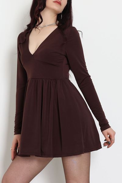 Sandy Kumaş Mini Elbise Kahve - 70817.1794.