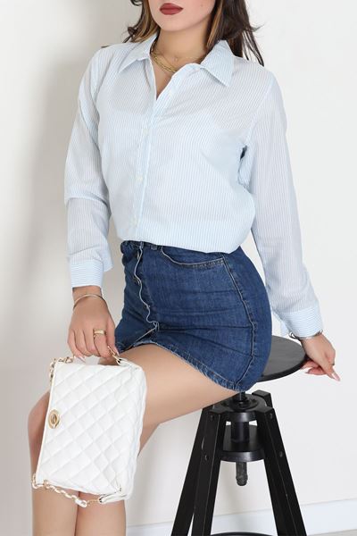 Pamuk Polyester Çizgili Gömlek Bebemavi - 51064.147.