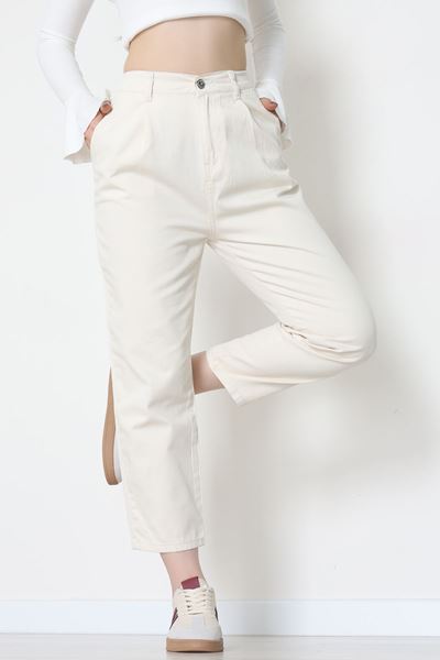 Gabardin Mom Pantolon Krem - 42707.2121.