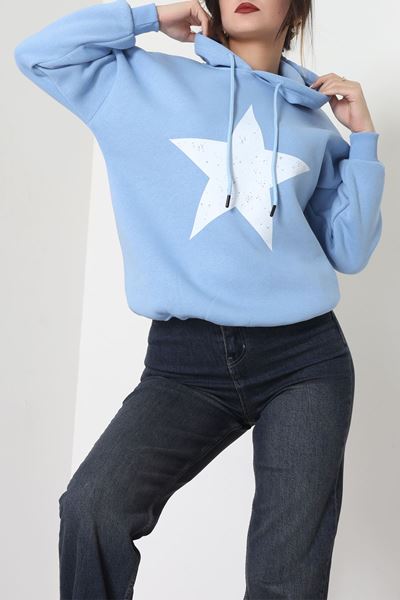 3 İplik Kapşonlu Baskılı Sweat Bebemaviekru - 42225.1878.