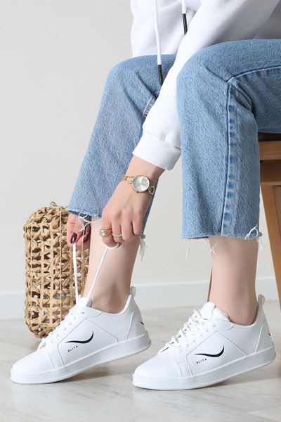 Baskılı Günlük Ayakkabı Beyazsiyah - 30303.264.