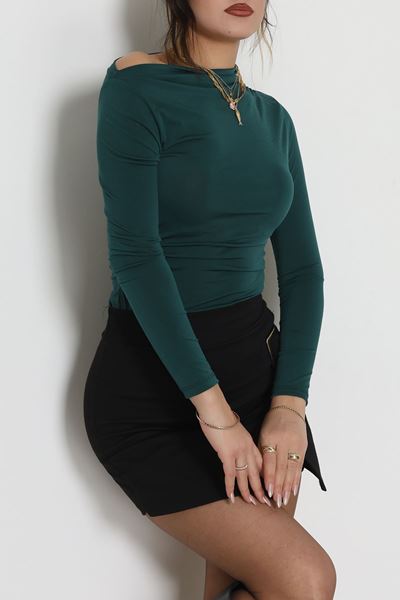 Sandy Kayık Kaya Bluz Zümrüt - 42802.1949.