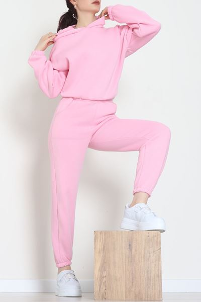 3 İplik Şardonlu Eşofman Takımı Pembe - 52049.1878.