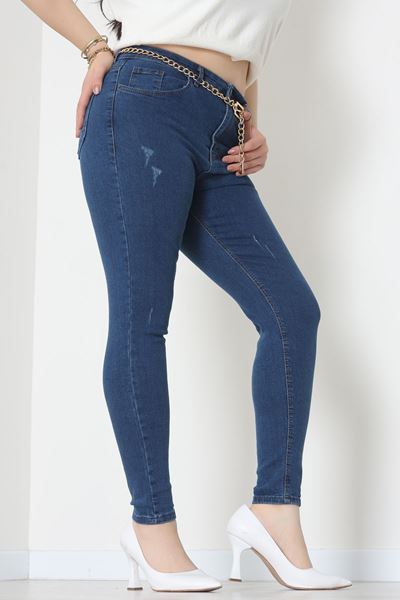 Lazer Kesim Büyük Beden Kot Pantolon Koyumavi - 31828.2121.