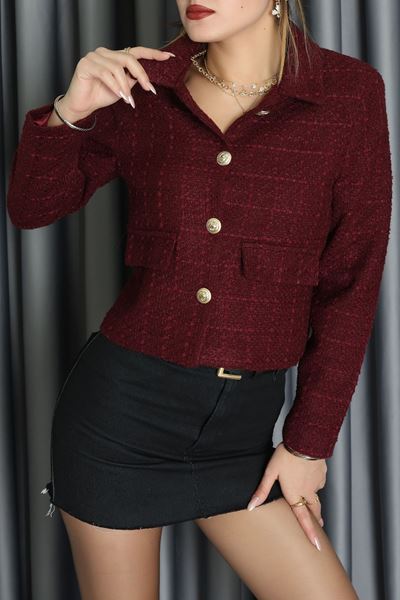 Full Lamine İçi Astarlı Tüvit Ceket Bordo - 51244.1347.