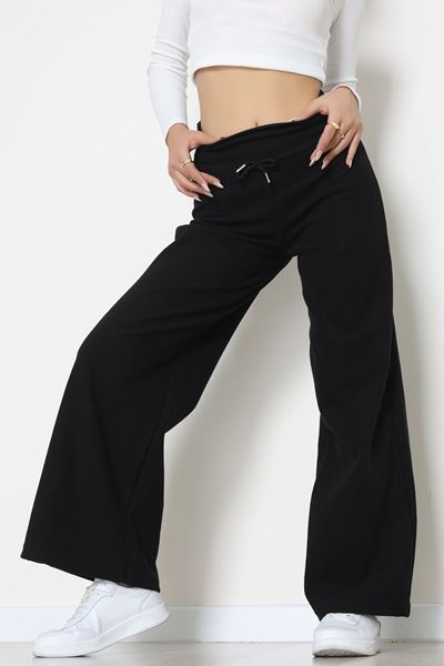 Selanik Kumaş Lastikli Palazzo Pantolon Siyah - 51227.1567.