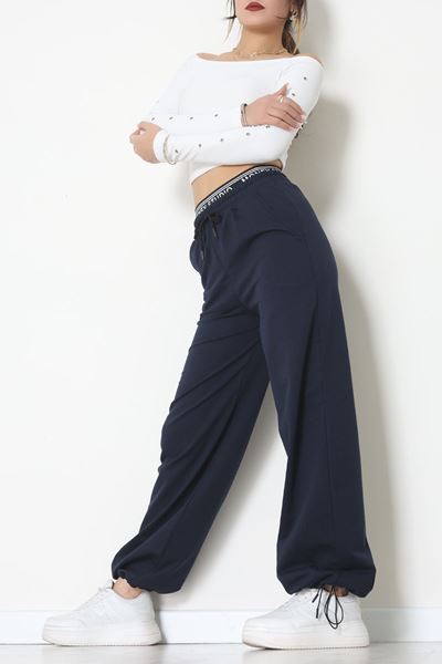 Bel Detaylı 2 İplik Eşofman Altı Lacivert2 - 70169.1857.