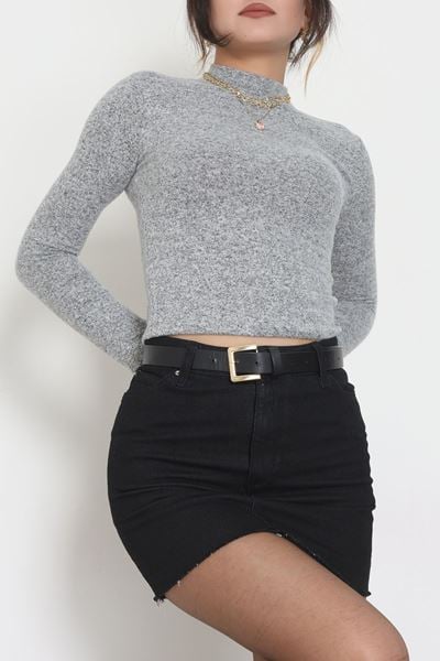 Dik Yaka Yumoş Body Gri - 50205.1723.