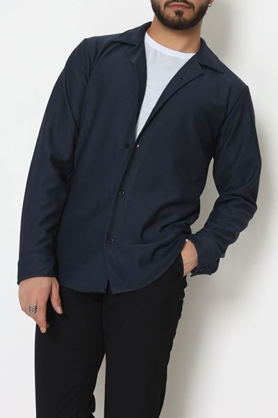 Zra Krep Fitilli Erkek Gömlek Lacivert - 31804.1937.