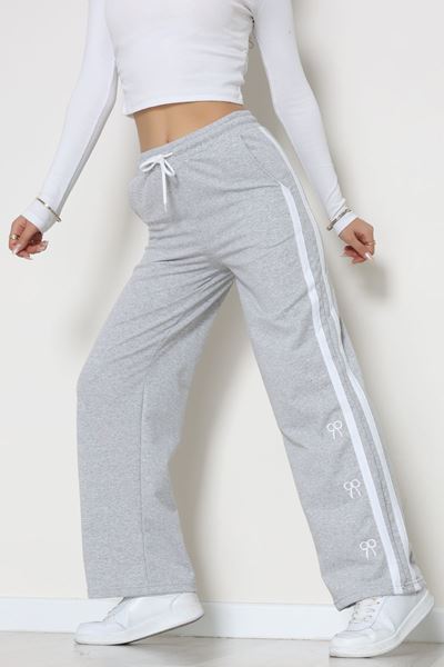 Şeritli 2 İplik Eşofman Altı Gri - 52177.1005.