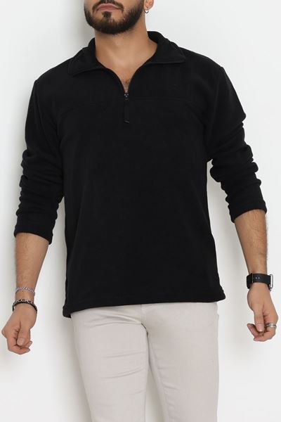 Yakası Fermuarlı Polar Erkek Sweat Siyah - 51269.1937.