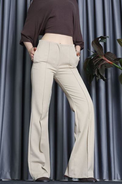 Nervürlü Pantolon Bej - 31584.444.