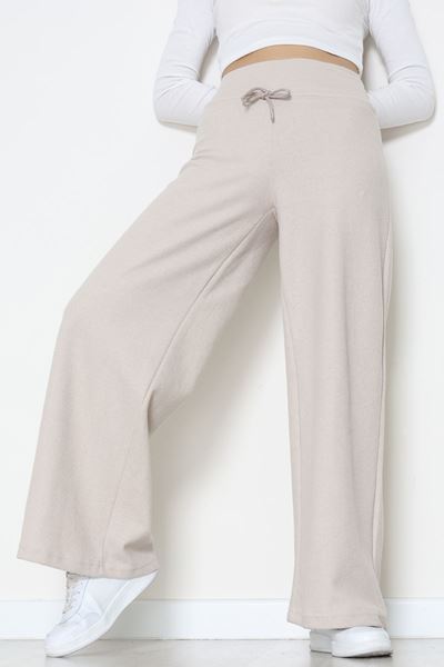 Selanik Kumaş Lastikli Palazzo Pantolon Bej - 51227.1567.