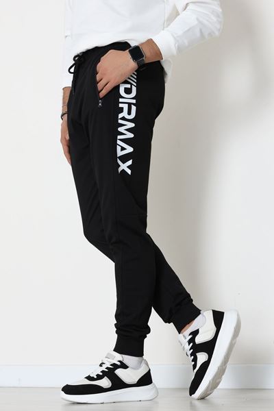 2 İplik Baskılı Cep Fermuar Detaylı Eşofman Altı Siyah - 70836.2066.