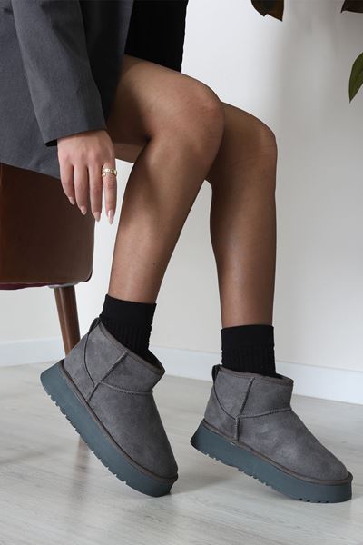 Kalın Taban Mini Boy Süet Bot Füme - 31437.1932.