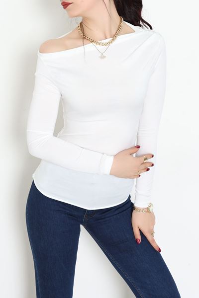 Sandy Kayık Kaya Bluz Ekru - 42802.1949.