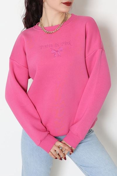 3 İplik Bisiklet Yaka Sweat Fuşya - 42242.1878.