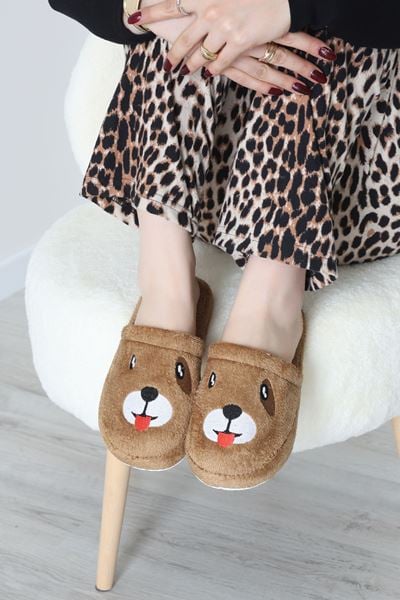 Peluş Ayıcıklı Ev Terliği Camel - 32565.264.