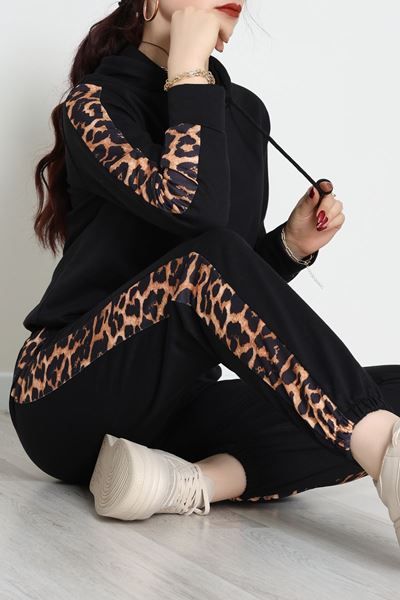 Leopar Garnili Eşofman Takım Siyah - 20112.1857.